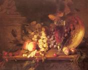 Still Life with Fruit, a Glass of Wine and a Bronze Vessel - 布莱斯·亚历山大·德斯戈夫